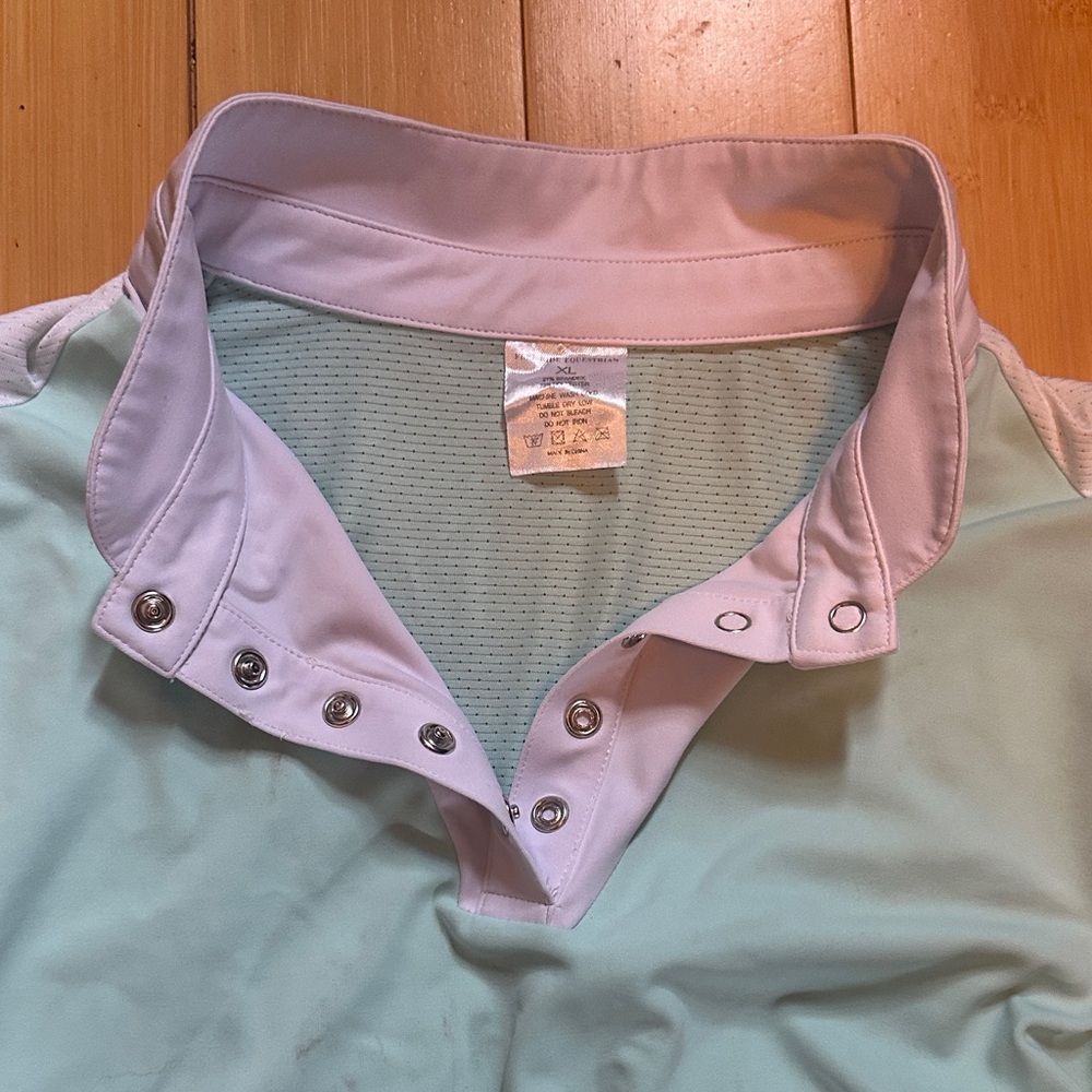 Free Ride Equestrian Mint and White Long Sleeve Top - Picture 2 of 4